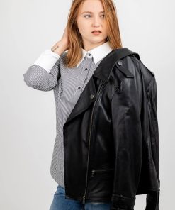 Jacheta din piele neagra de ovine - SP 177